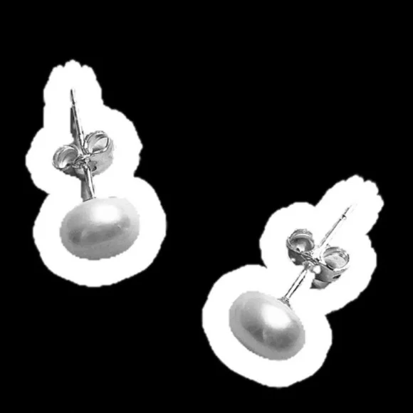 Stud Earrings 7-8 mm Sterling Silver 925 Tiny Pearl Akoya Jewelry Gift for Her - Picture 7 of 9